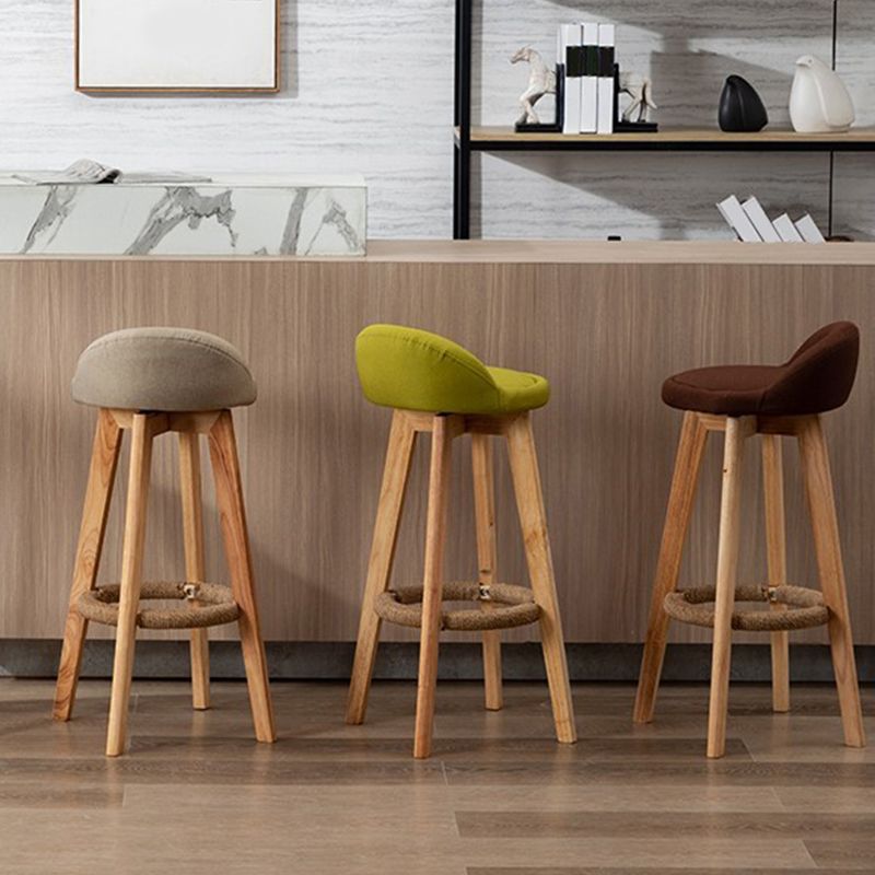 Rubberwood Solid Wood Bar Stool Indoor Upholstered Swivel Bar Stool