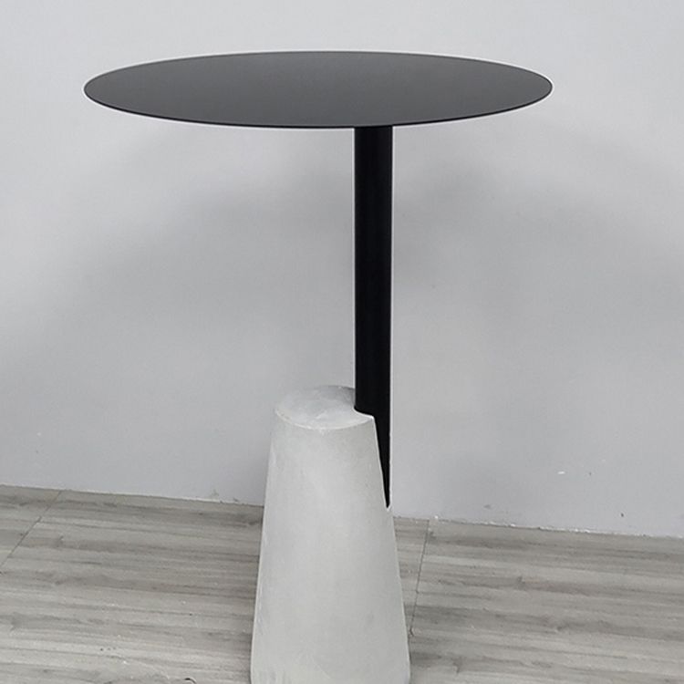 Round Iron Top End Table Concrete Pedestal Sofa Side Accent Table