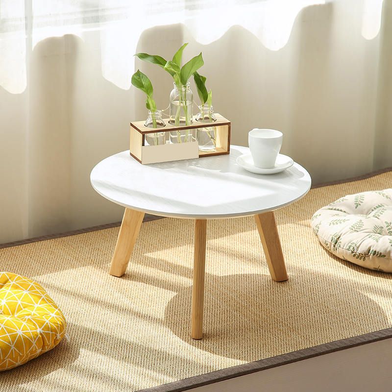Solid Wood 4 Legs Coffee Table Modern 11.8" H Cocktail Table