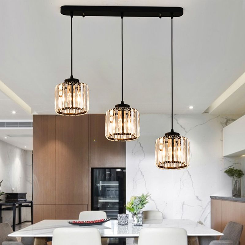 Crystal Geometrical Cluster Ciondolo tradizionale Lampada a soffitto a 3 luci della sala da pranzo