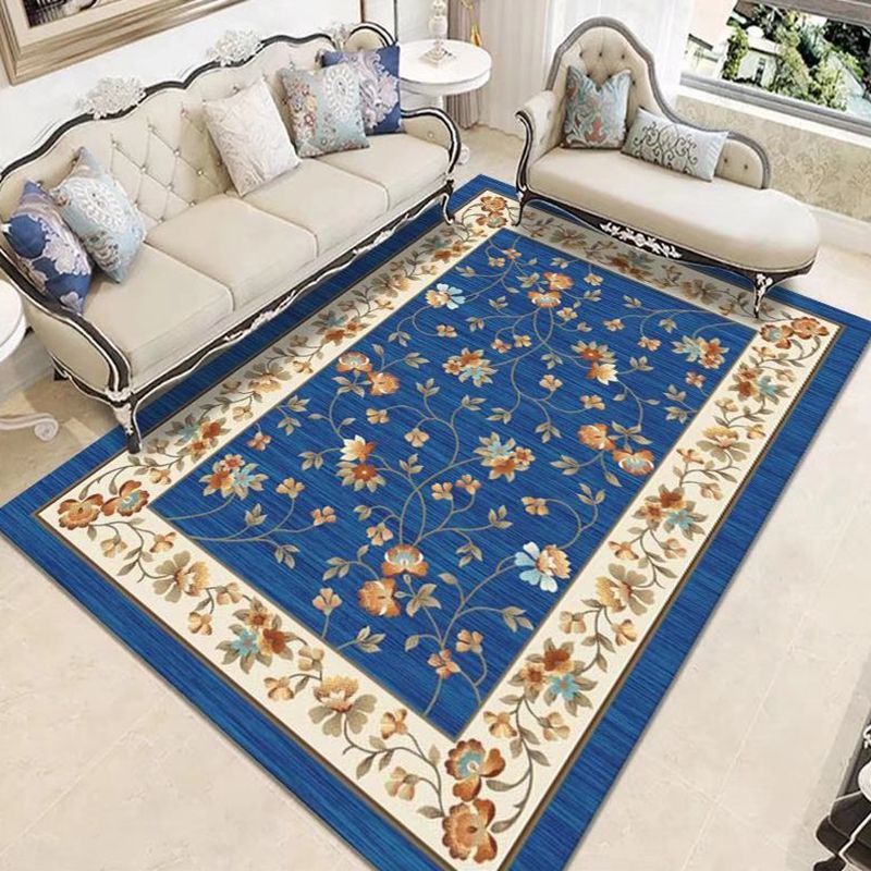Mid-Century Area Rug Medallion Print Carpet Polyester Area Rug with Non-Slip Backing