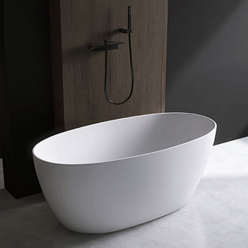 Modern Ellipse White Acrylic Bathtub Freestand Soaking Bathtub with Drain Bath Tub