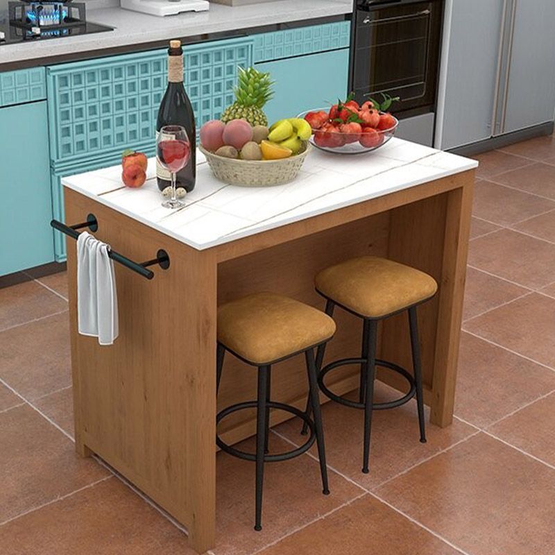 Modern Kitchen Island Table Dining Room Prep Table with Casters