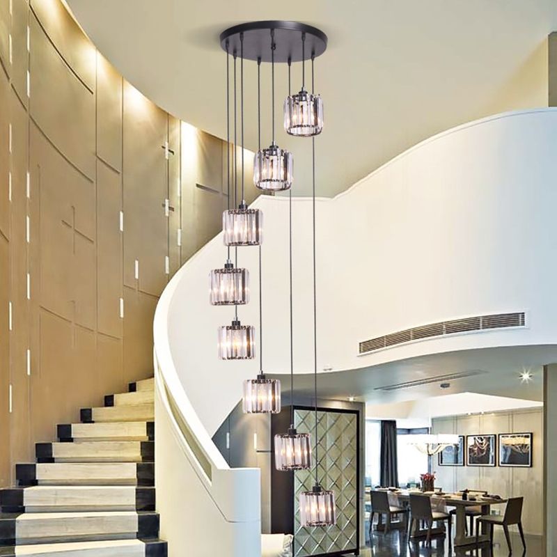 Geometrischer Schattenstreppenhänke Lichtglas zeitgenössischer Multi -Licht -Anhänger