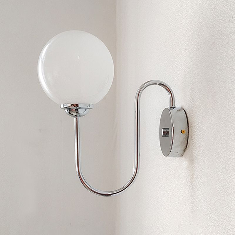 Metal Modern Wall Sconce Ball Shape Wall Light with Glass Shade