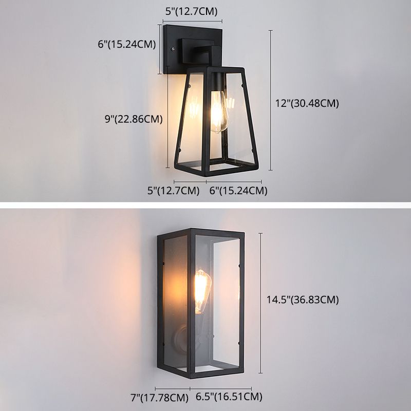 Black Clear Glass Wall Lamp Sconce Industrial Style Sconce Lamp for Dining Room
