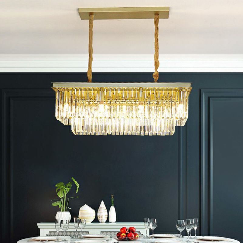 Rectangular Island Light Minimalist Prismatic Crystal Restaurant Hanging Pendant Light
