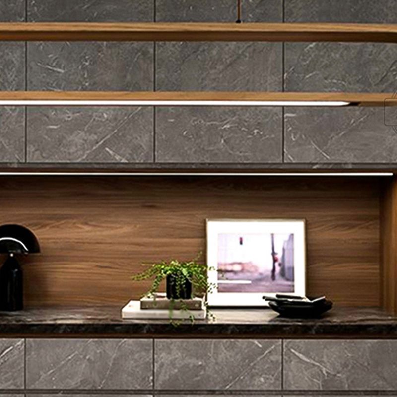 Oval Island Pendant LED Wood Modern Ceiling Pendant Light for Tea Room