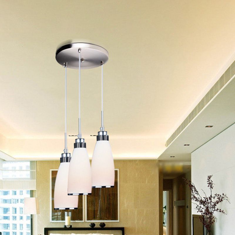 Glass Tapered Pendant Ceiling Light Minimalist Style Hanging Light Fixture in White