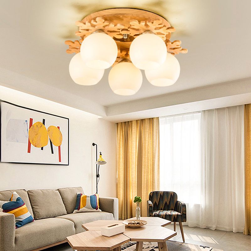 Minimalist Ball Shape Ceiling Light Fixture Glass Bedroom Ceiling Mount Lamp Fixture