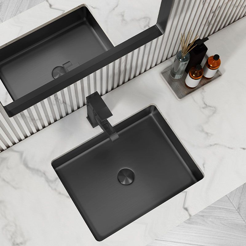 Modern Bathroom Sink Metal Rectangular Drop-in Bathroom Sink with Pop-Up Drain