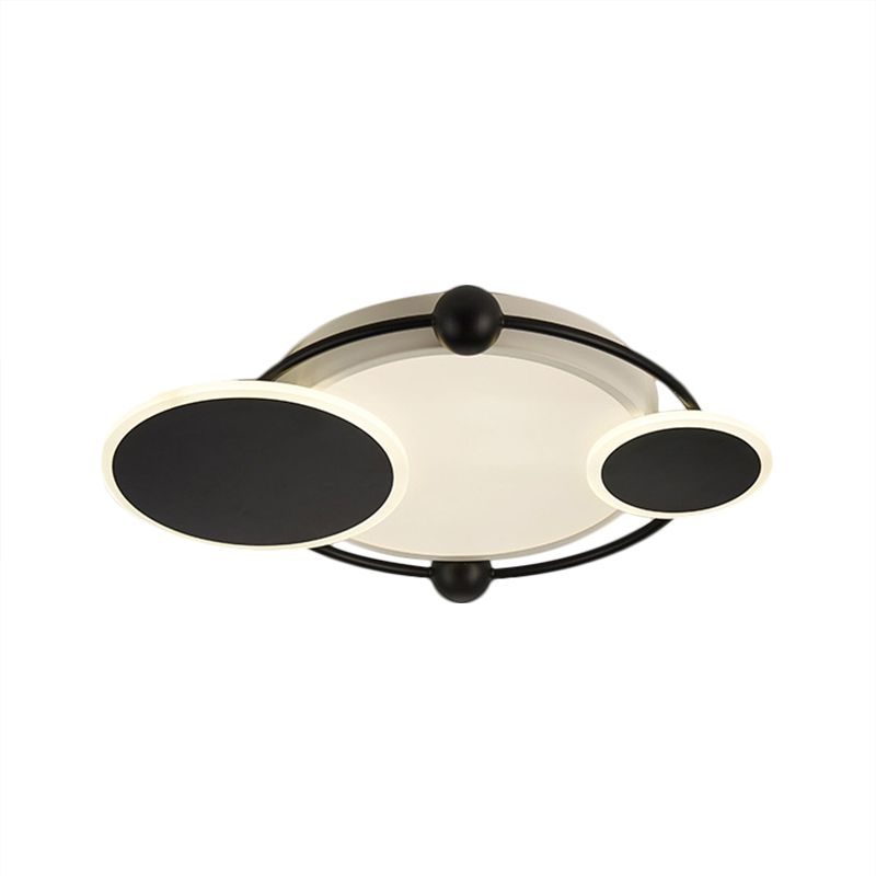 Plafonnier rond LED encastrable moderniste en métal noir/noir et doré en lumière chaude/blanche, 19,5"/23,5" de diamètre