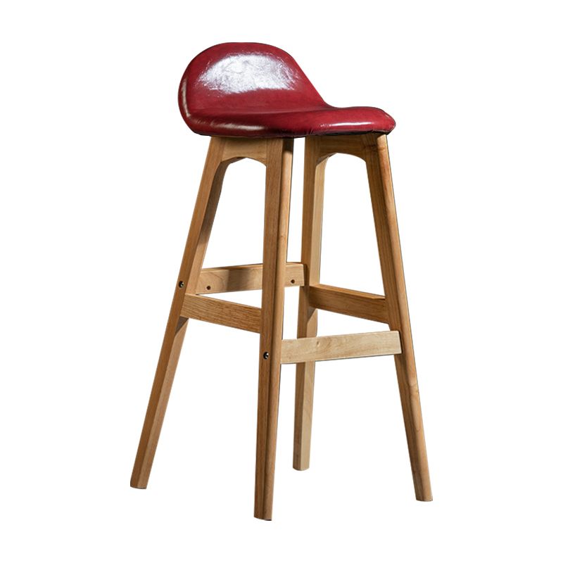 Scandinavian Natural Wood Counter Stools Low Back Bar Stools with Bucket Seat