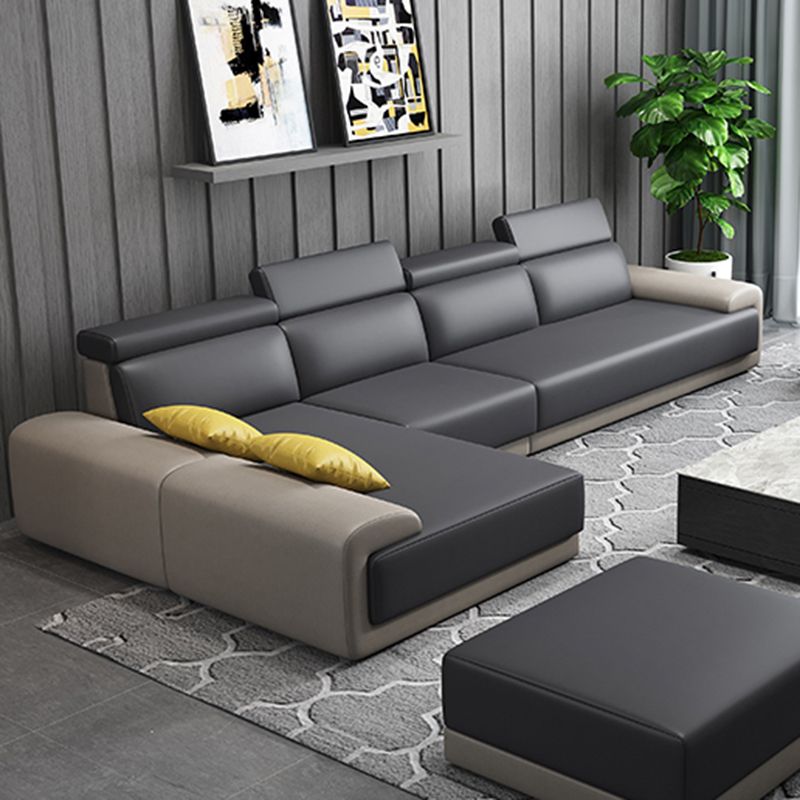 Fabric Pillow Top Arm Sectional Sofa 39.37"High Adjustable Cushion Back Sofa