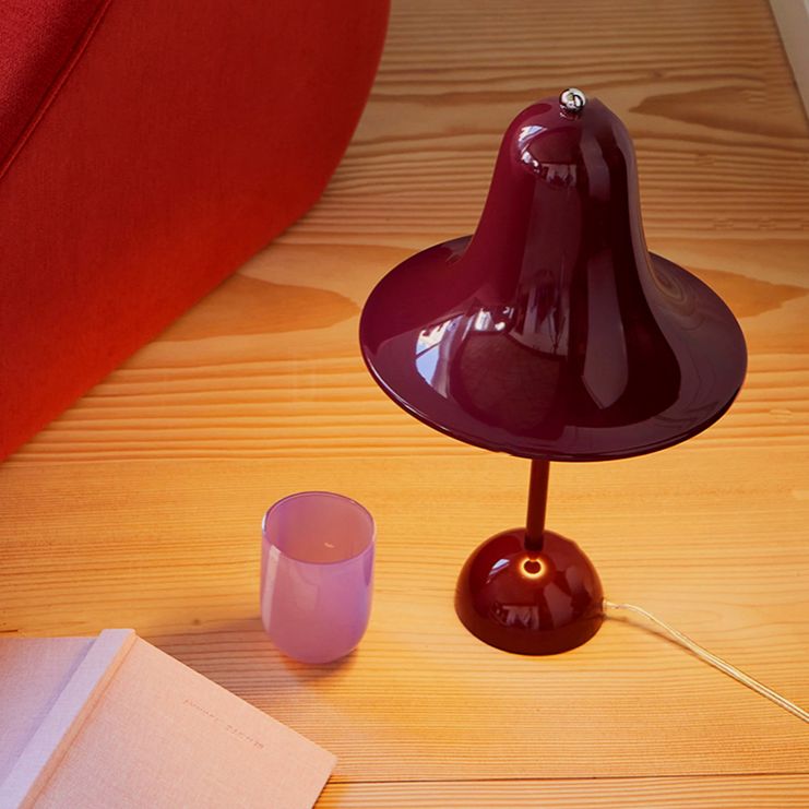 Minimalist Style Night Table Lamp Metal Hat Shape Bedroom Table Light