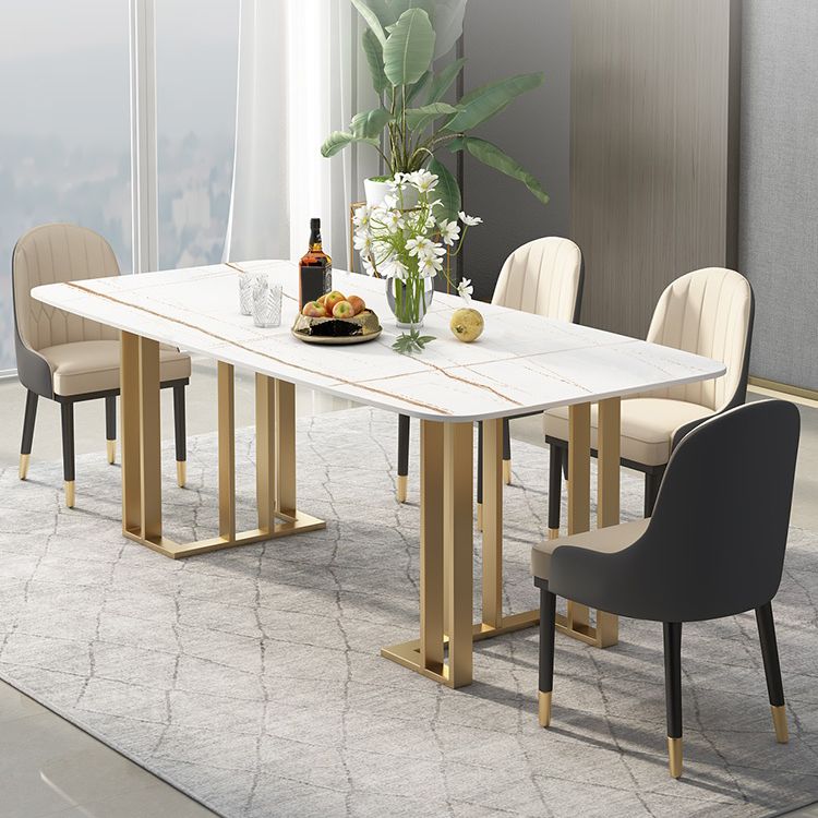 Glam 1/2/4/5/6 Pieces Dining Set Rectangle Stone Dining Table for Dining Room