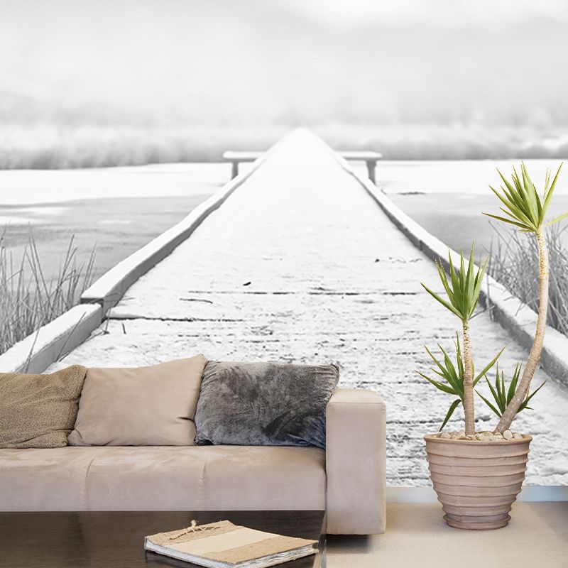 Wooden Bridge Space Extension Mural Wallpaper Mildew Resistant Decorative Wall Covering