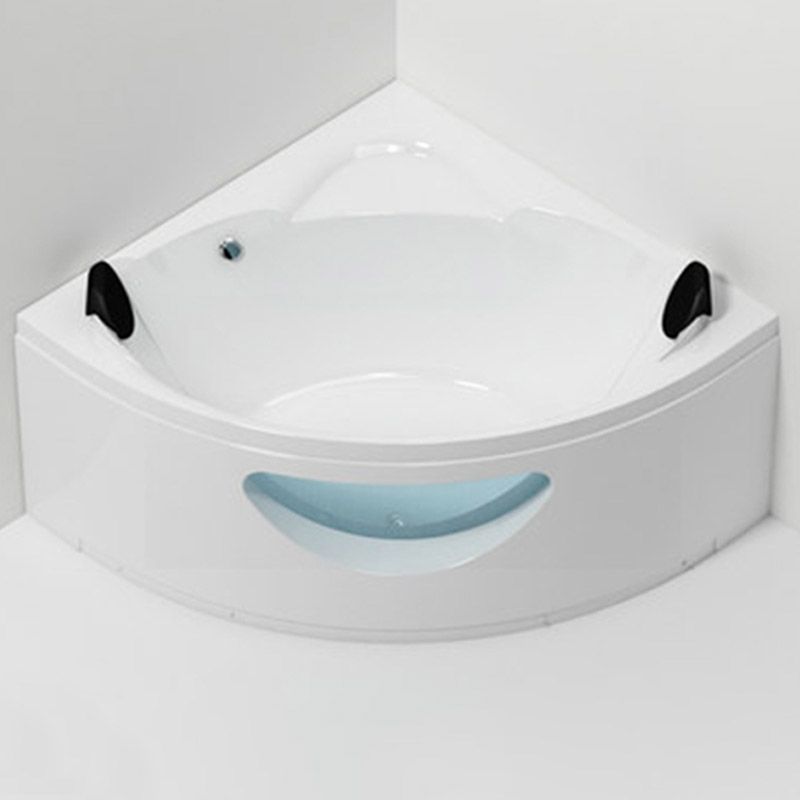 Contemporary Acrylic Corner Bath Tub White Tub with Internal Drain