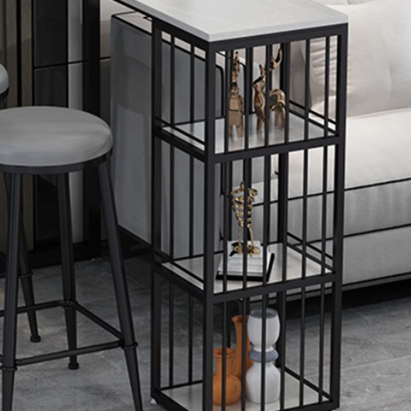 Modern 1/3 Pieces Bar Table Set Rectangle Stone Counter Table with Stools for Living Room