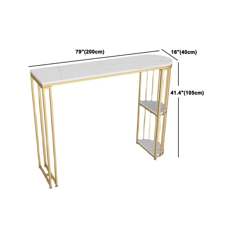 Glam Oval Bar Set Storage 1/2/3 Pieces Stone Counter Height Set in Gold