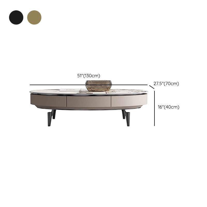 4 Legs Cocktail Table Modern Rectangle Single Coffee Table with 4 Drawers