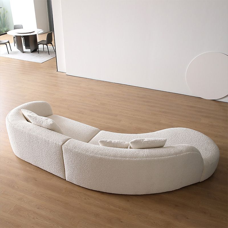 Scandinavian Beige Curved Sectional for Apartment and Living Room