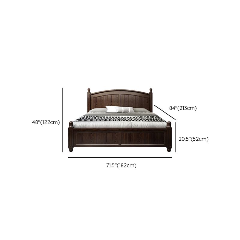 Espresso Mid-Century Modern Standard Bed Ash Bed Frame with Headboard