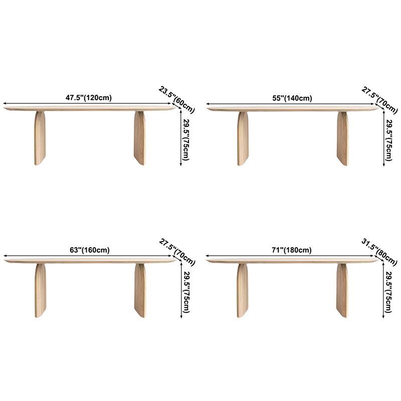 Table de bois massif en pin ovale table à manger moderne avec piédestal double en bois pour restaurant