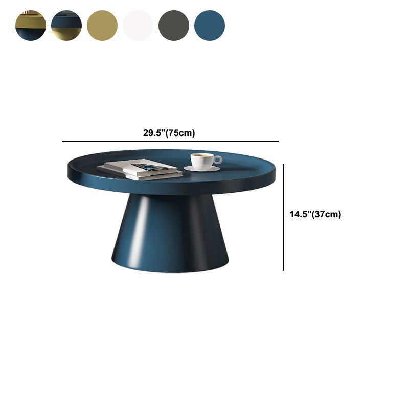 Mid-Century Modern Iron Coffee Table Round Tray Top Cocktail Table Set