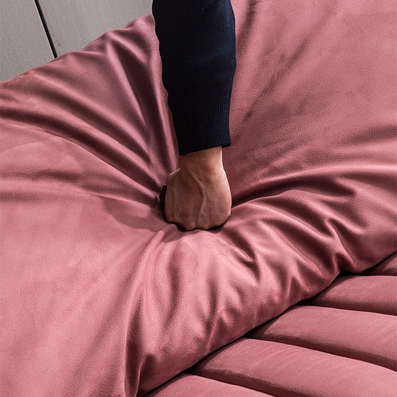 Scandinavian Leather Pillow Top Arm Sofa in Pink For Living Room