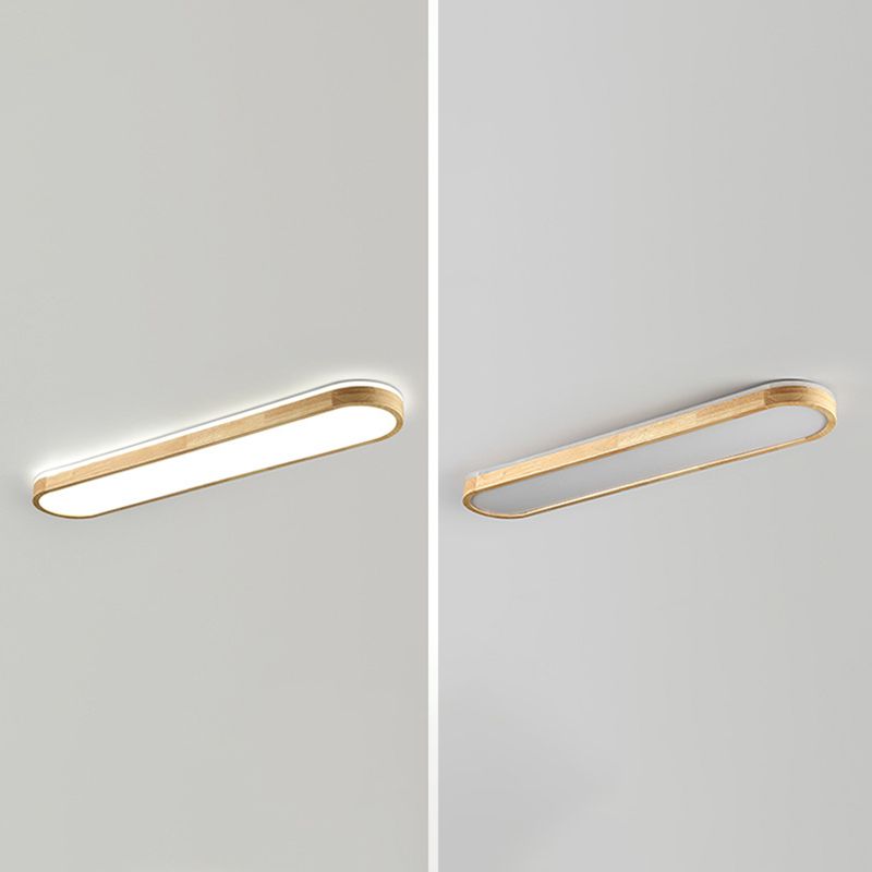 Lámpara de techo ovalada de estilo Simple y moderno, luz LED de madera empotrada para sala de estar