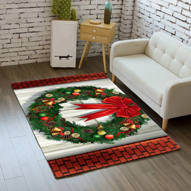 Light Yellow Modern Carpet Polyester Snowman Carpet Stain Resistant Carpet for Living Room