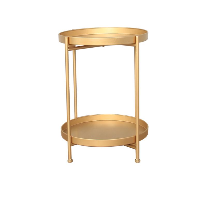 4 Legs Corner Table Round Tray Top Side End Table for Living Room
