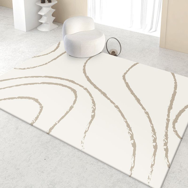 Simple Lines Rectangle Shape Rug Living Room Carpet Polyester Washable Area Rug