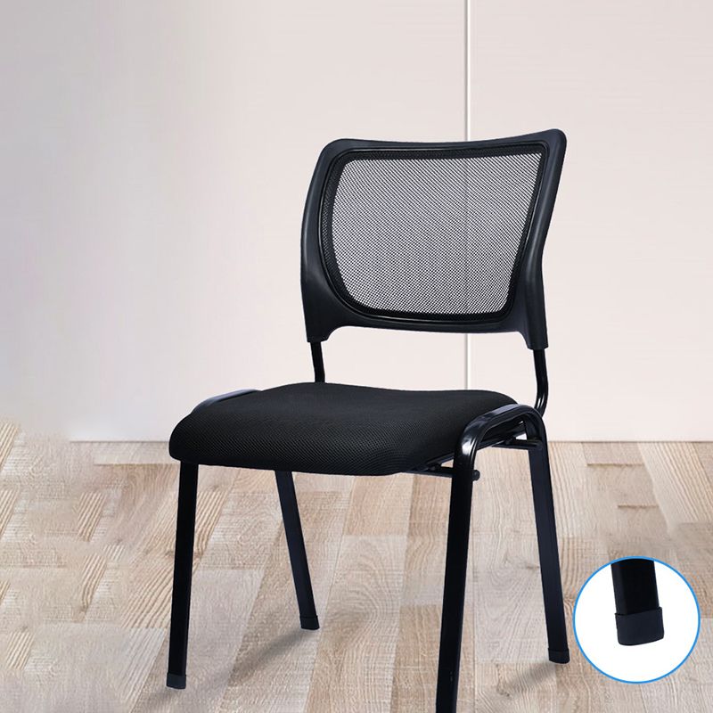 Black Metal Frame Modern Office Chair Mid-Back Microfiber Task Chair