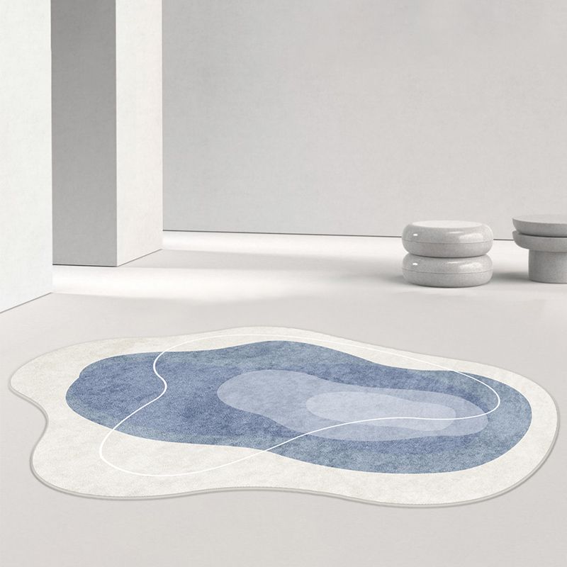 Casual Abstract Carpet Blue Polyester Rug Anti-Split Indoor Carpet for Home Decor