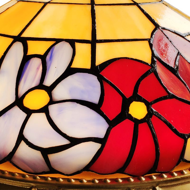 Latón 15 "/ 16" / 19,5 "techo LED ancho con iluminación incorporada con flores de vidrio Mediterráneo