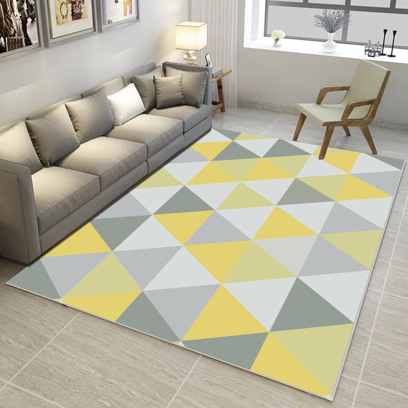 Bold Multi Color Matrix Rug Polyester Modern Area Carpet Non-Slip Pet Friendly Stain Resistant Rug for Living Room
