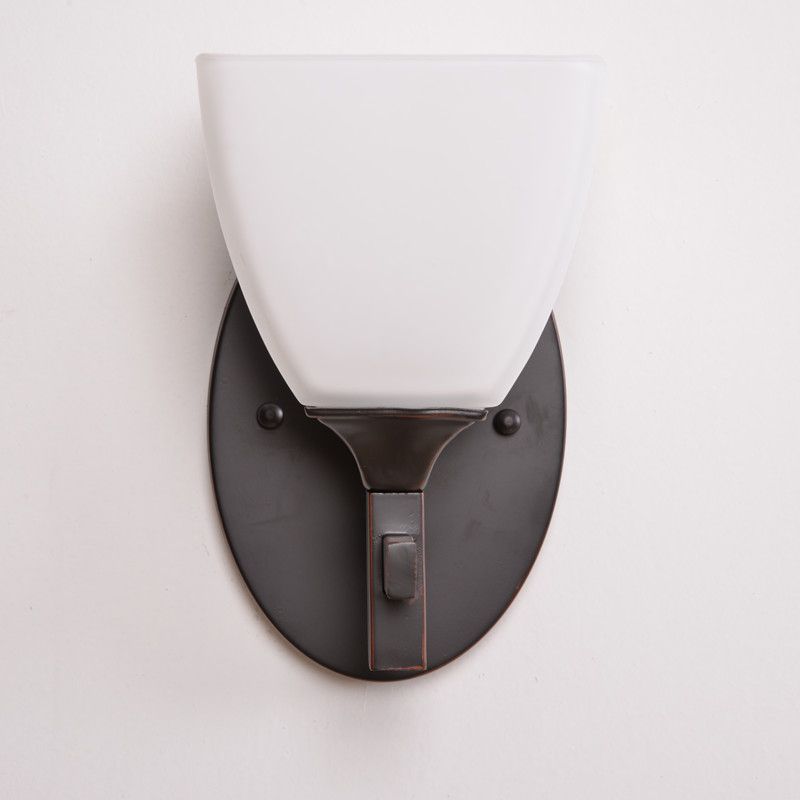 Trapezoid Indoor Wall Mount Lamp Traditional Cream Glass 1 Light Black Wall Sconce Lighting