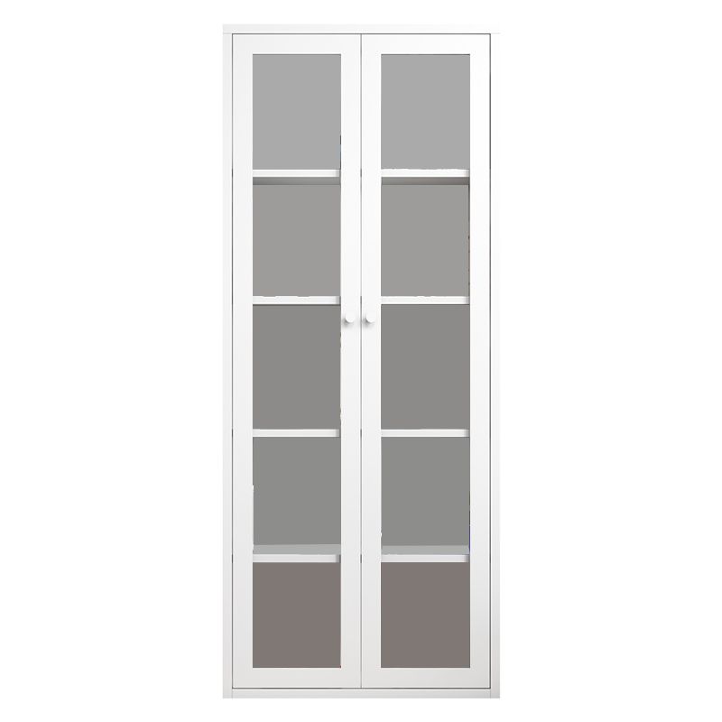 Contemporary Storage Cabinet Antique Finish Side Cabinet with Glass Paned