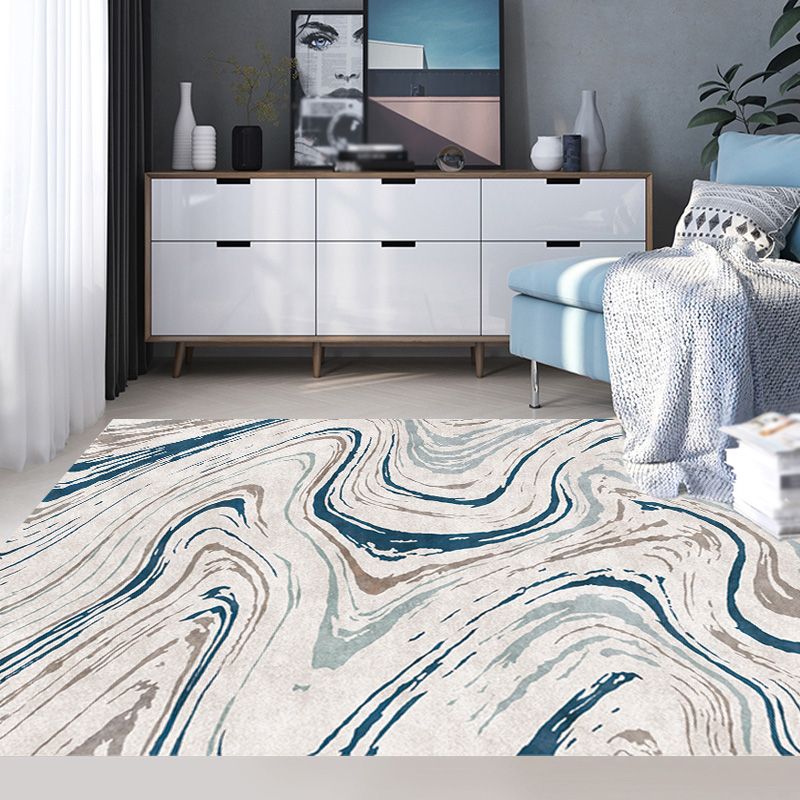 Stijlvol modernisme vloerkleed met veelkleurige aquarel en werveling gestreept patroon vloerkleed Diervriendelijk antislip wasbaar vloerkleed voor decoratie