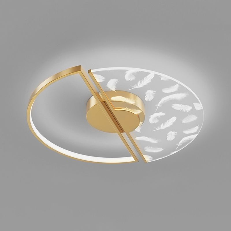Aluminium Feather LED Flush Mount in Modern Creative Style Iron Ceiling Light with Acrylic Shade