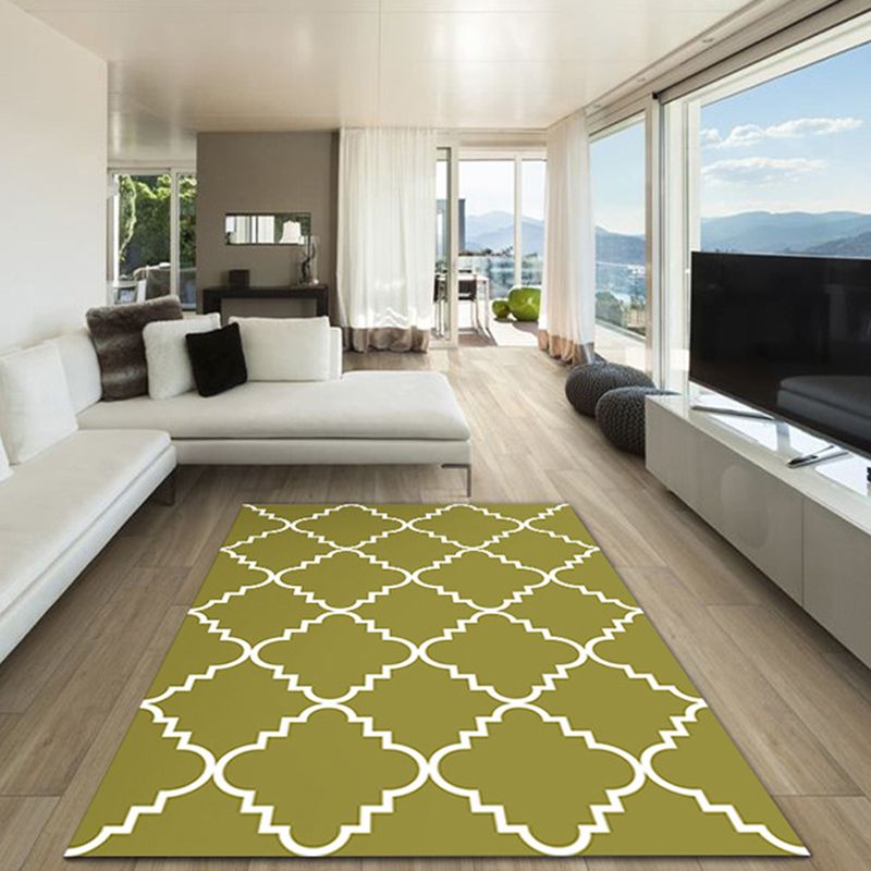 Blue Modern Rug Polyester Geometric Print Area Rug Easy Care Anti-Slip Rug for Drawing Room
