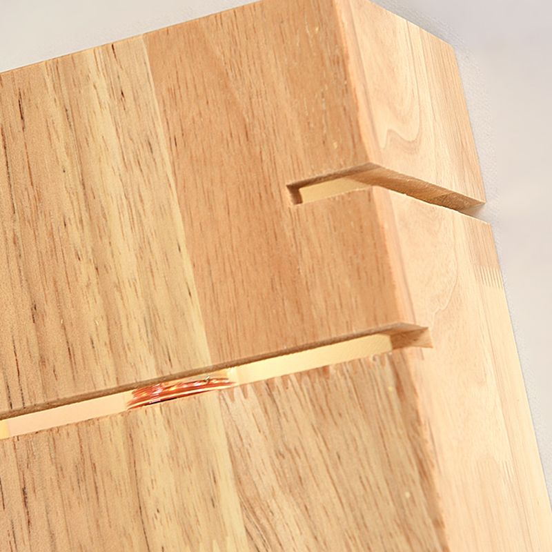 Wooden Shade Wall Lamp Modern Style Rectangle Shape Wall Mounted Lighting for Bedroom