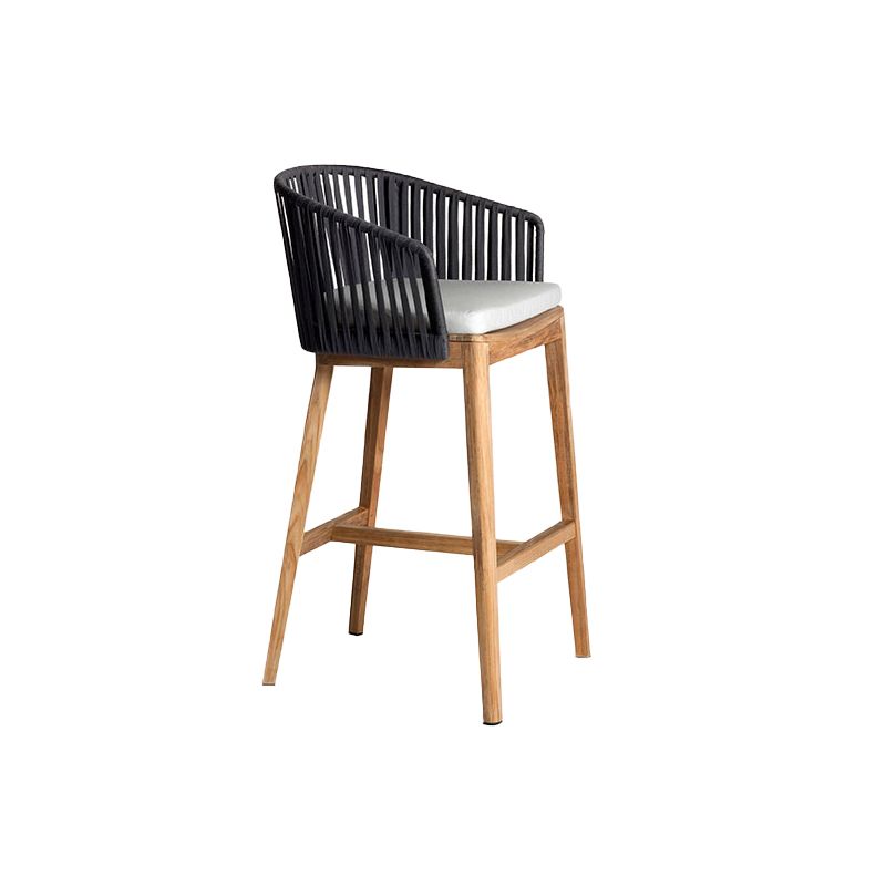 Contemporary Bucket Upholstered Bar Stool with Solid Wood Base