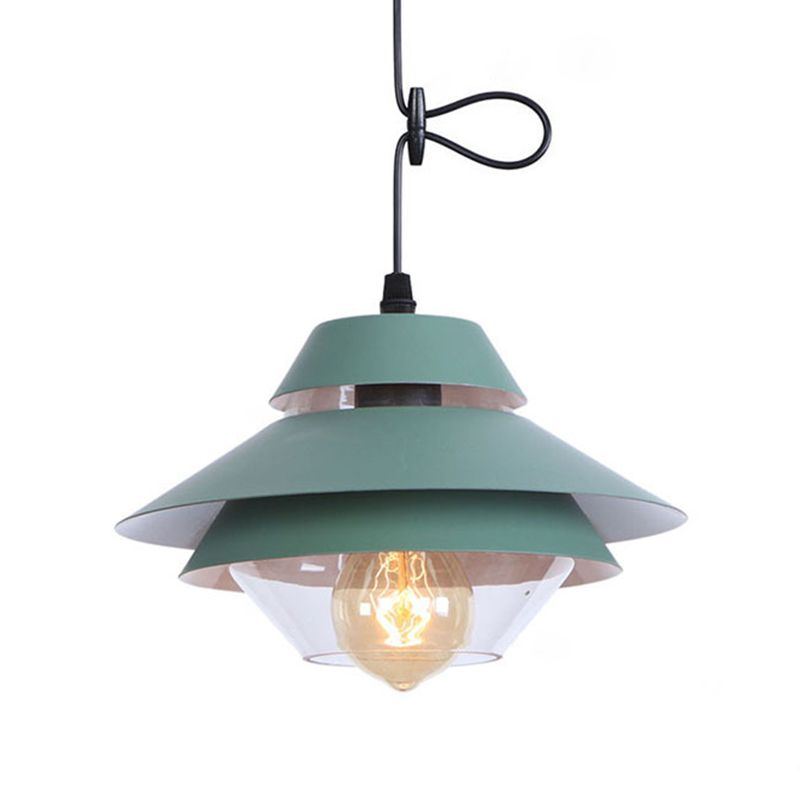 Lagen ontwerp Noordse macaroon-stijl hangend licht 1-licht eenvoud metalen suspensielampje