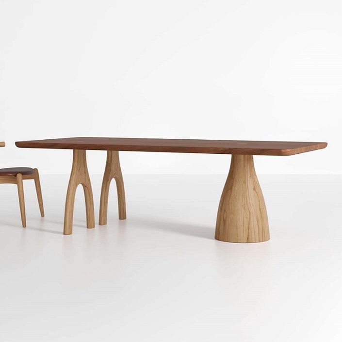 Rechthoek dennen vaste houten tafel moderne eettafel met 3 poten voor restaurant woonkamer
