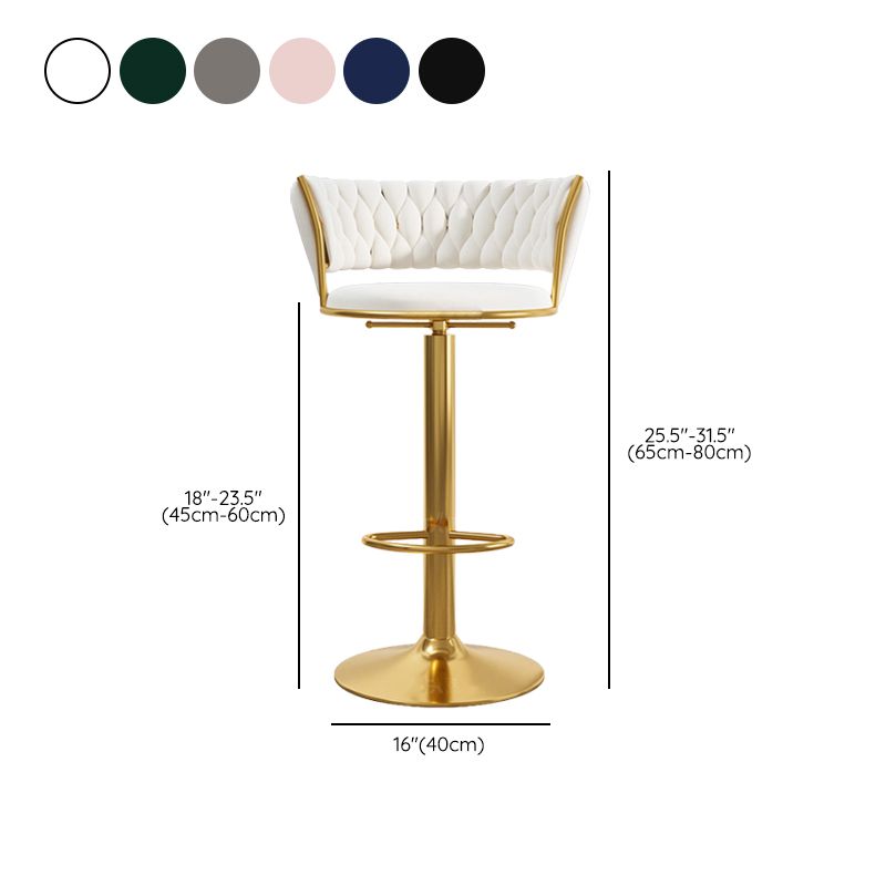 Modern Style Adjustable Backrest Counter Stool with Gold Base and Leather Cushion