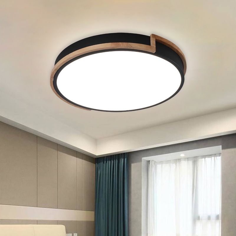 13"/17"/21" W Slim Drum Bedroom Flush Ceiling Light Eye-Caring Acrylic Macron Loft Led Ceiling Lamp in Black/Grey/White