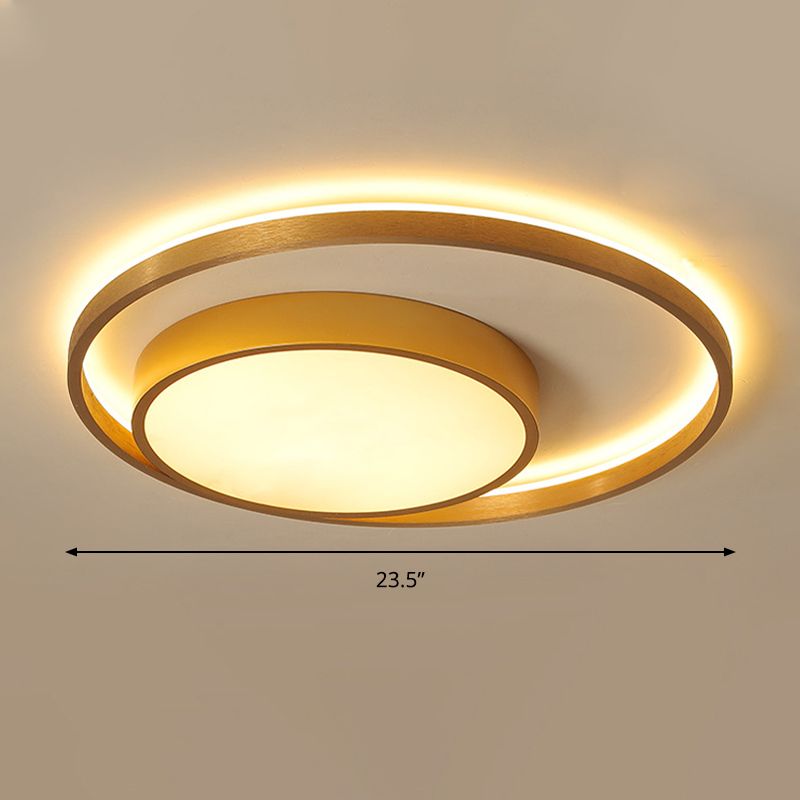 Metal Circular Ceiling Light Fixture Postmodern Gold 16"/23.5" Wide LED Flush Light in Warm/White Light